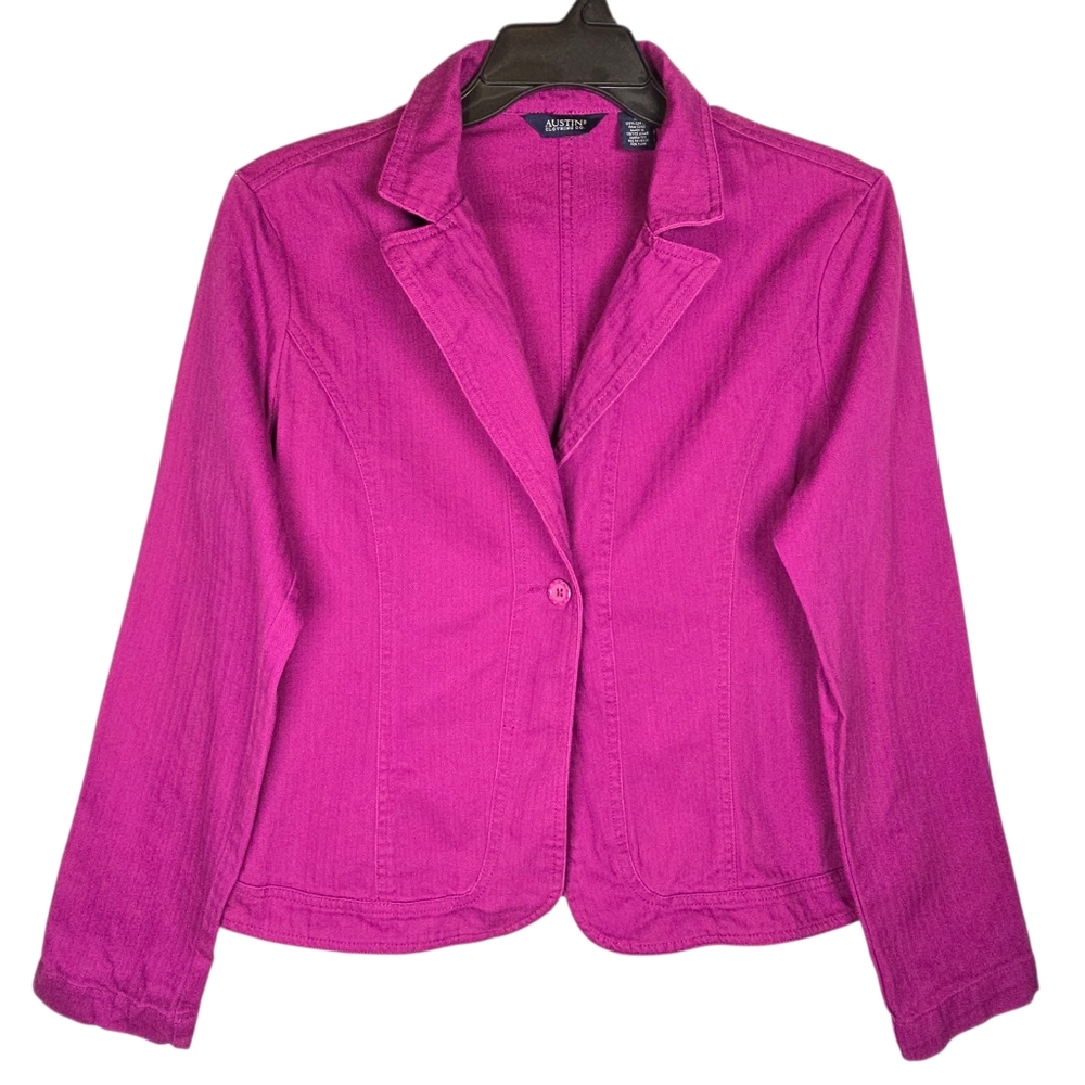 Austin Clothing Company Women's Denim Cotton Button Blazer Jacket XL New Casual